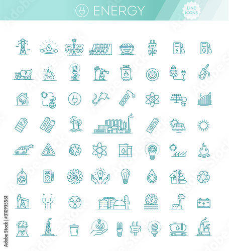 Collection of vector icons of electric power