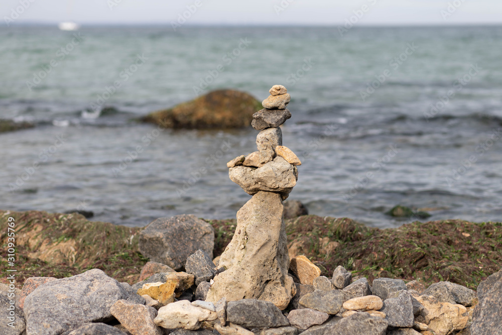 Stones in the sea. Balance, Yoga, Calm, Peace