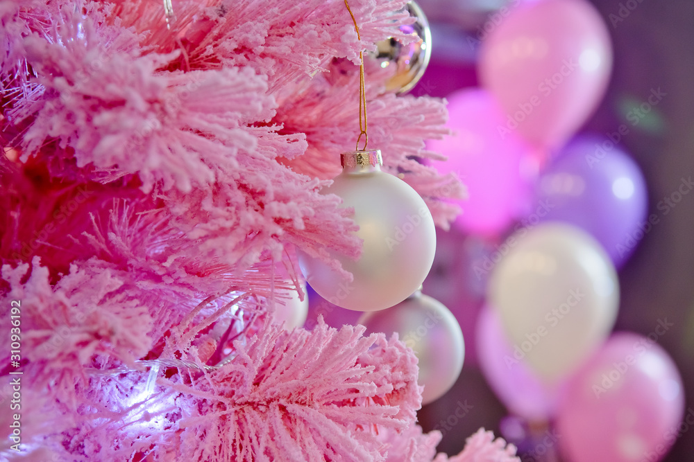 Balls on pink tree Balls on pink tree