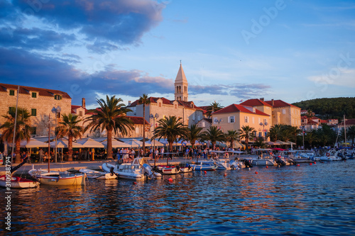Supetar, Croatia: July 24th 2018: Seafront view on town Supetar on Brac island Croatia