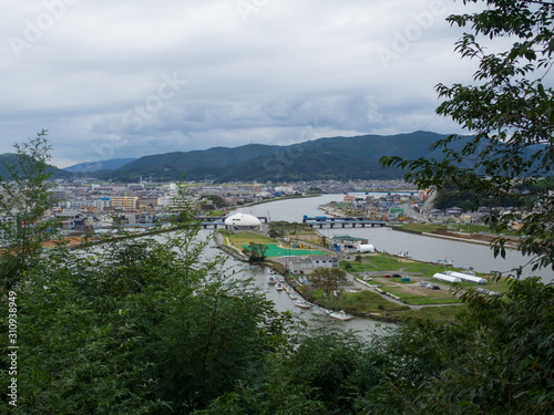 Aerial view of the town of Ishinomaki in the Tohoku region