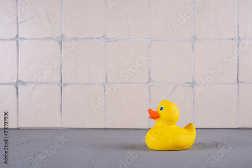 Yellow duck for on the shelf in the bathroom