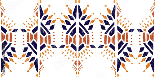 ikat color etnical tribal hand - drawn pattern navajo motif for packing, wallpaper, batik.