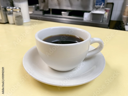 Coffee on a diner counter