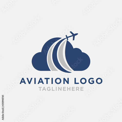 Aviation Cloud logo design vector