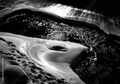 Frozen Colorado River B&W