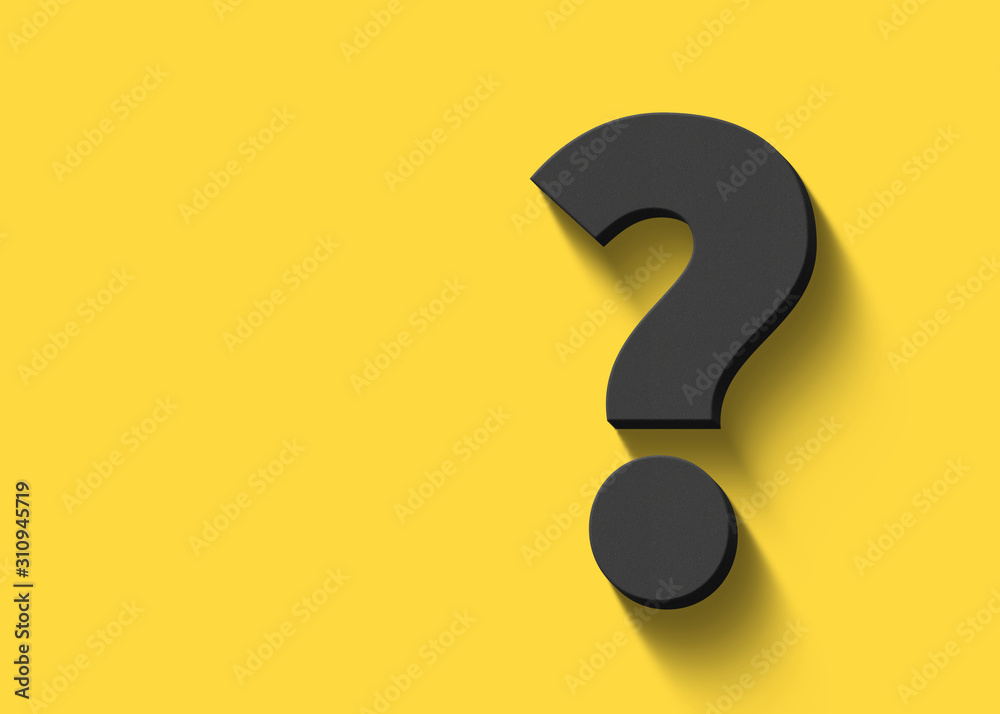 3d question mark on yellow background 3d question mark on yellow background