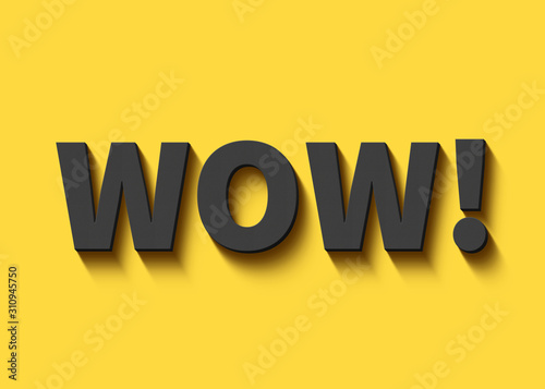 Wow in black letters on yellow background