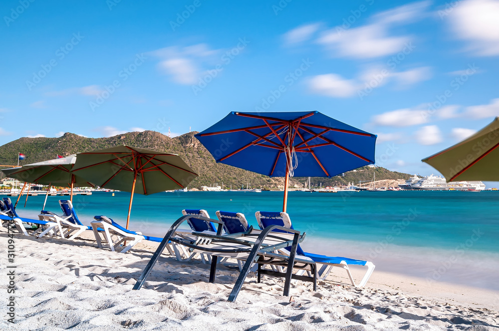 Simpson Bay and Great Bay - Philipsburg Sint Maarten ( Saint Martin ) - Caribbean tropical island.