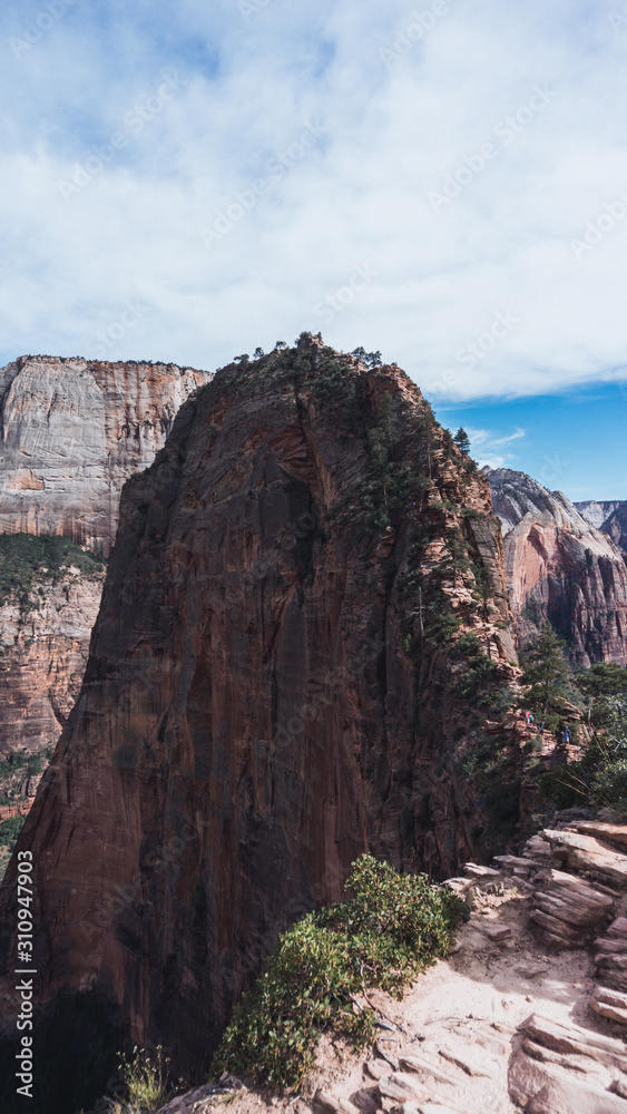 Fototapeta premium Views to the top of angels landing in Zion National Park, Utah, USA