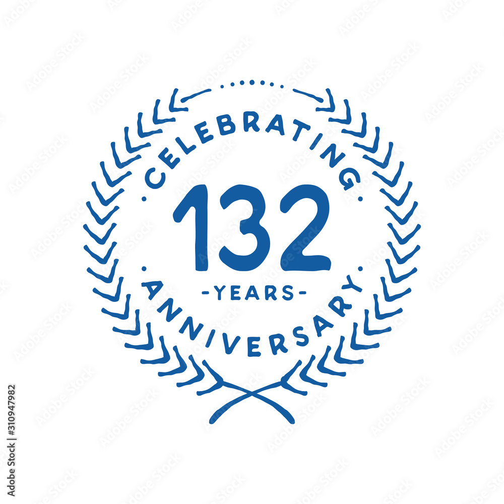 132 years design template. 132nd logo. Vector and illustration. 132 years design template. 132nd logo. Vector and illustration.