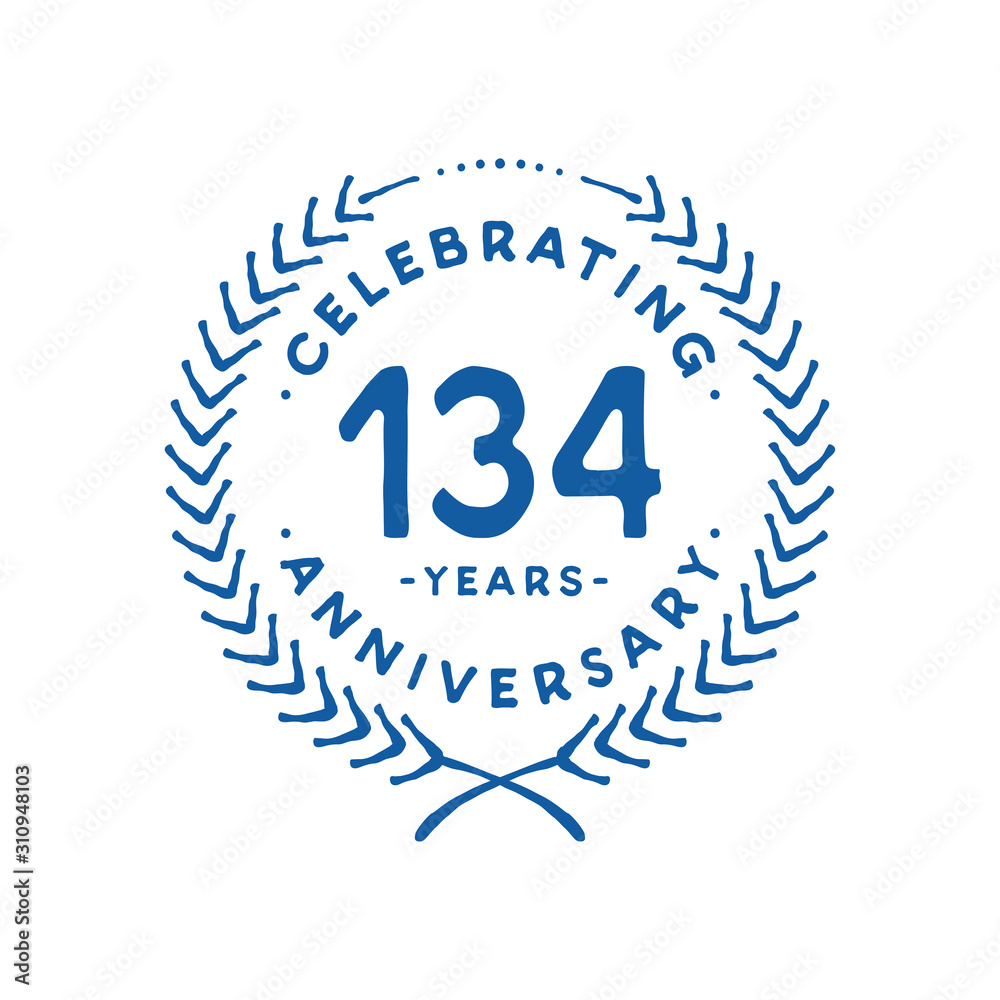 Fototapeta premium 134 years design template. 134th logo. Vector and illustration.