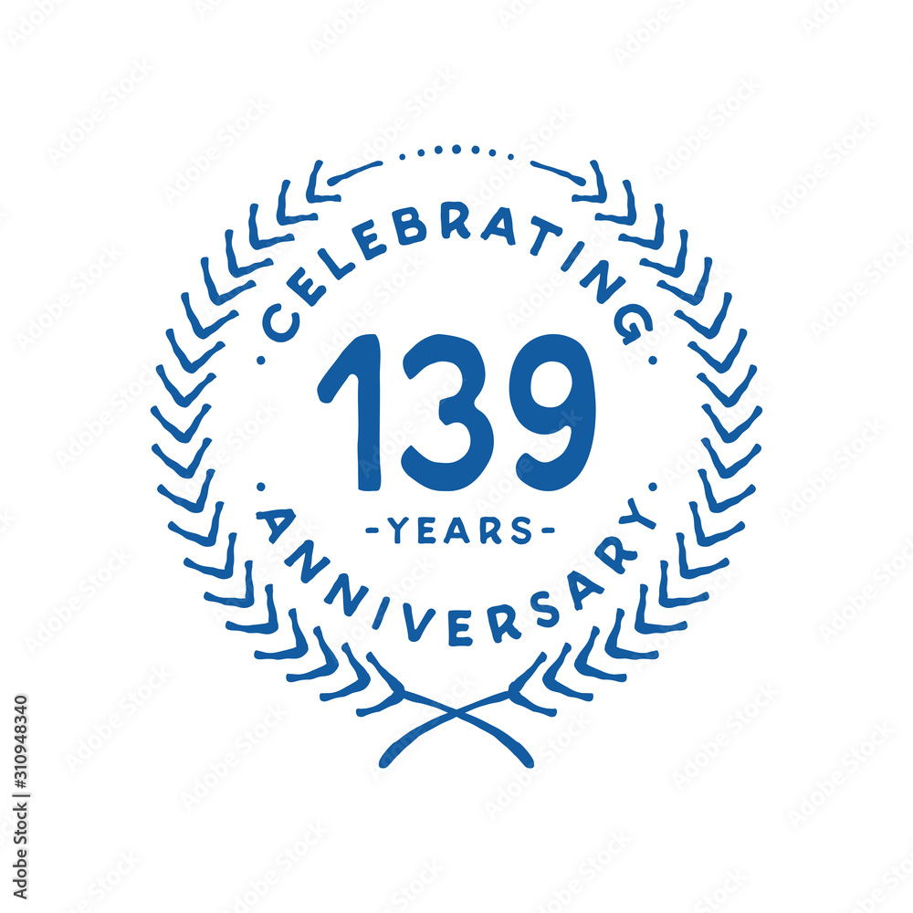 139 years design template. 139th logo. Vector and illustration. 139 years design template. 139th logo. Vector and illustration.