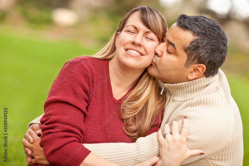 Attractive Mixed Race Couple Portrait in the Park Attractive Mixed Race Couple Portrait in the Park