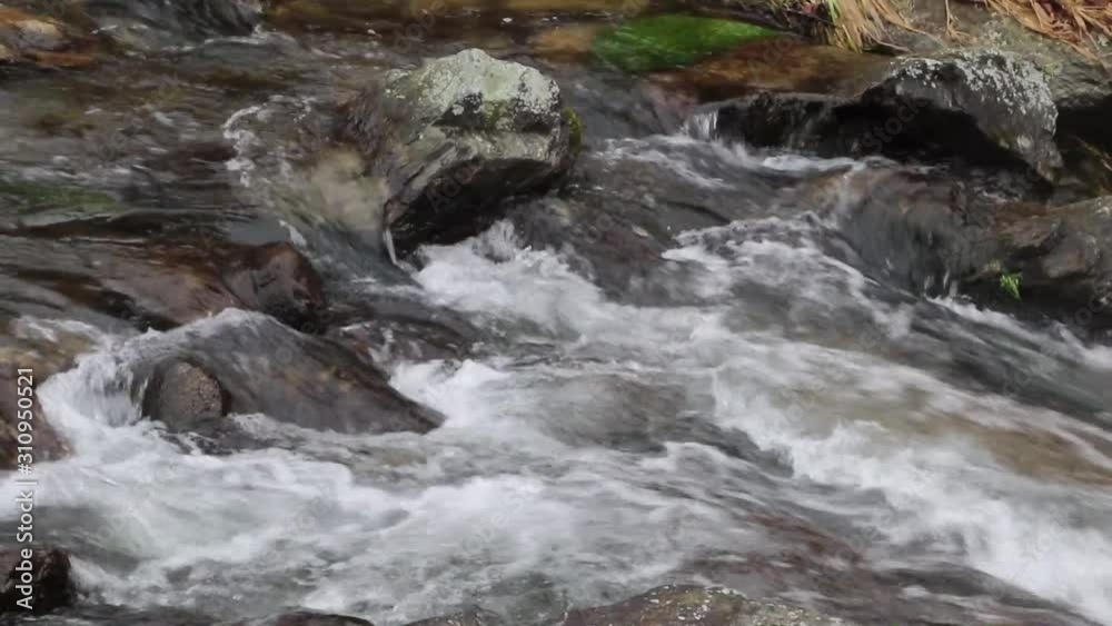 Close up of clean water flowing in a small mountain river Close up of clean water flowing in a small mountain river