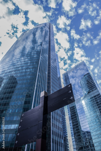 futuristic skyscrapers with glass facades