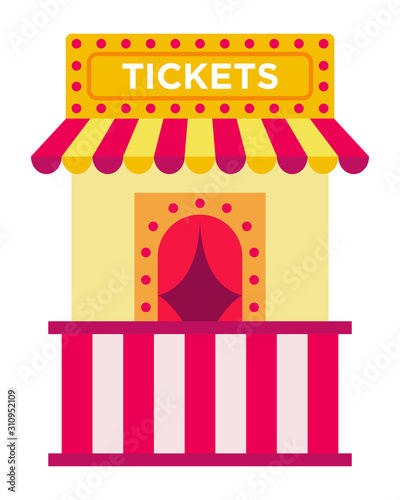 Ticket booth vector icon flat isolated