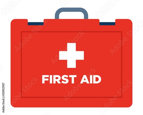 First aid suitcase vector icon flat isolated