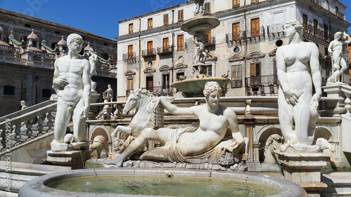 Palermo, fontanna, Sycylia, Włochy