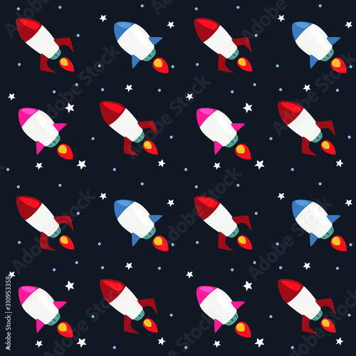 vector cartoon space ship pattern motive background