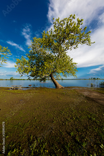 MAY 18 2019, USA State Park campsite  on Missouri River Weston Bend State Park in Rushville, Platte County, Missouri photo