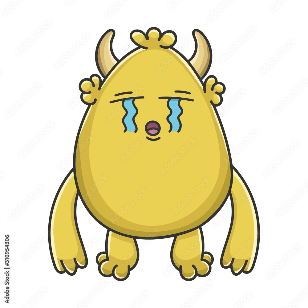 Crying yellow goblin cartoon monster Crying yellow goblin cartoon monster