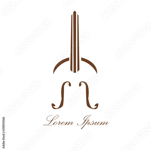 violin logo concept, music badge, Vector illustration