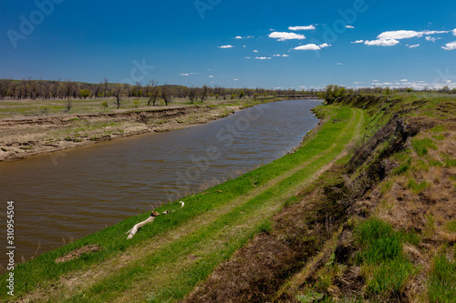MAY 20, FORT MANDAN, NORTH DAKOTA, USA - Knife River Indian Village, the site where Sacagawea meets Lewis and Clark for their 1804-1806 expedition photo