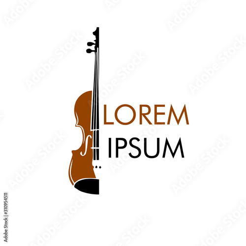 violin logo concept, music badge, Vector illustration
