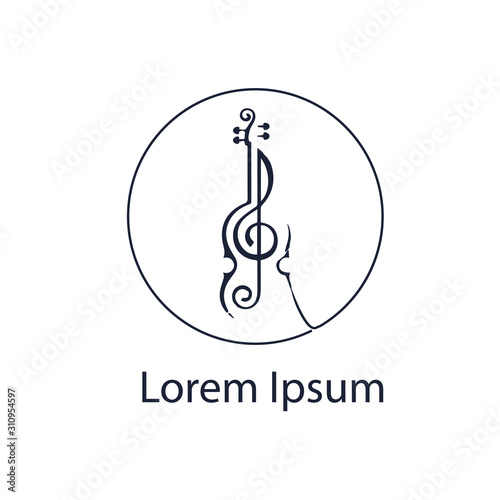 violin logo concept, music badge, Vector illustration