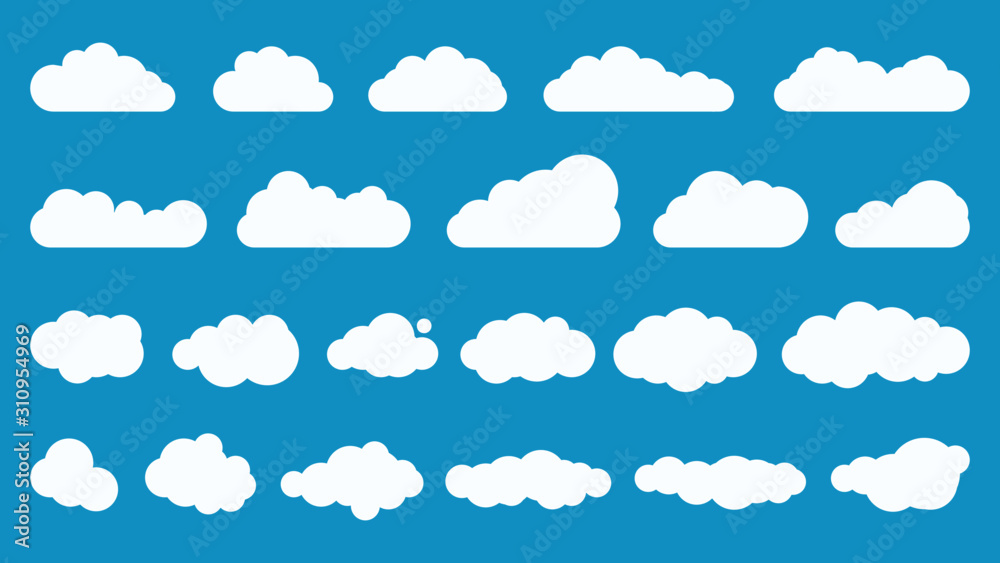 Cloud. Abstract white cloudy set isolated on a blue background. Vector illustration template for flight advertising, app, web, banner, UI, animation design. Cloud, great design for any purpose. Eps 10 Cloud. Abstract white cloudy set isolated on a blue background. Vector illustration template for flight advertising, app, web, banner, UI, animation design. Cloud, great design for any purpose. Eps 10
