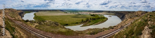 MAY 22 UPPER MISSOURI RIVER BREAKS, LEWISTOWN, MT, 2019, USA - Lewis and Clark's "Decision Point" at confluence of Marias and Missouri River