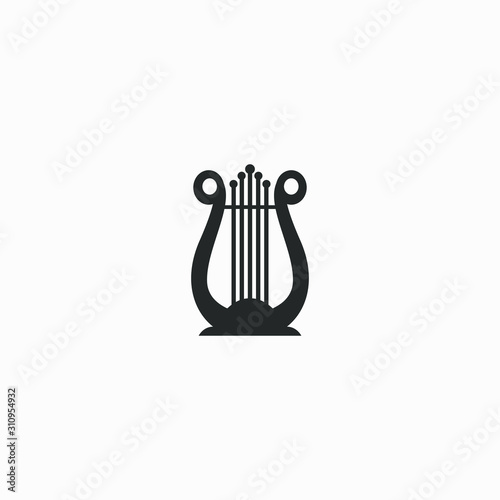 Harp Music Instrument Logo Design Inspiration Vector