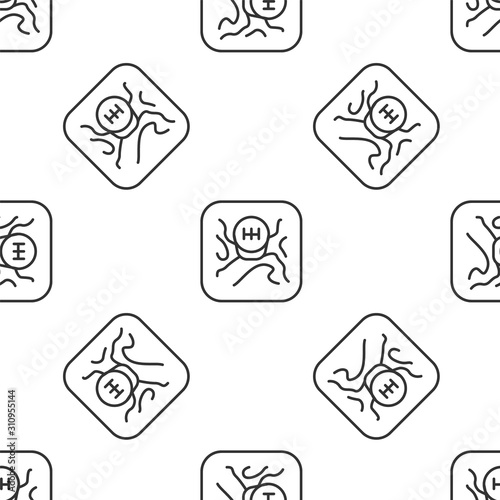 Grey line Gear shifter icon isolated seamless pattern on white background. Transmission icon. Vector Illustration