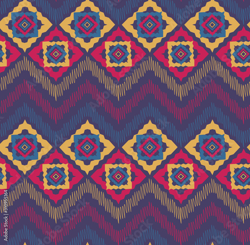 A fusion of Indian, African, native American, aztec style design pattern for textile/fabric print
