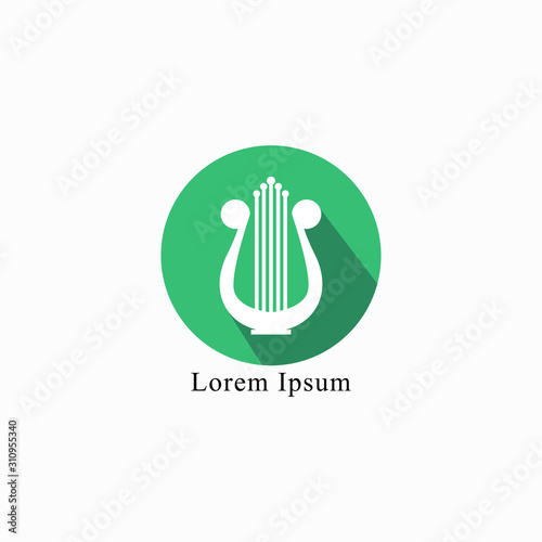 Harp Music Instrument Logo Design Inspiration Vector