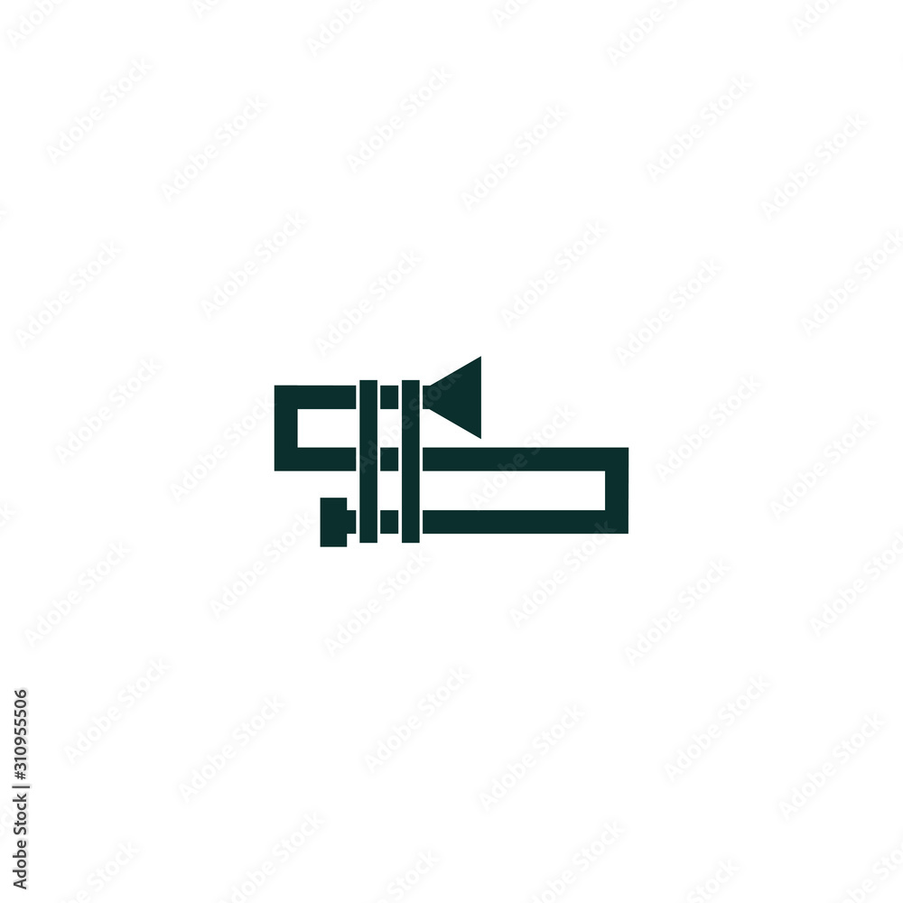trombone for jazz and blues isolated on white background. Cartoon vector illustration of music festival instrument used for music poster, magazine, tickets trombone for jazz and blues isolated on white background. Cartoon vector illustration of music festival instrument used for music poster, magazine, tickets