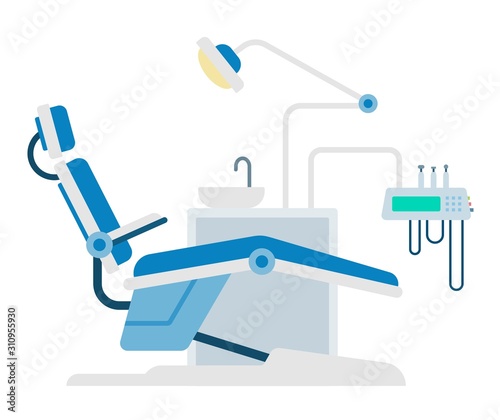 Dental workplace with tools vector icon flat isolated