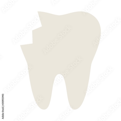 Broken molar vector icon flat isolated