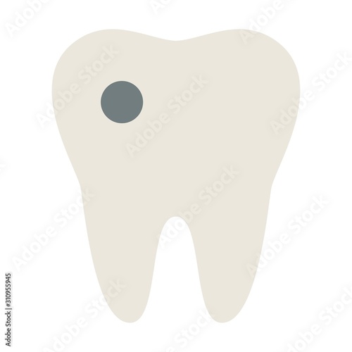 Molar tooth with caries vector icon flat isolated