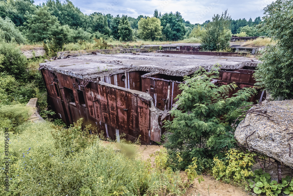 Oliscani, Moldova - July 15, 2019: Exterior view of abandoned and unfinished bunker from Soviet era called Object 1180 near Oliscani village Oliscani, Moldova - July 15, 2019: Exterior view of abandoned and unfinished bunker from Soviet era called Object 1180 near Oliscani village