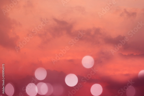 Orange-red abstract background mixed with natural bokeh Trend 2020 