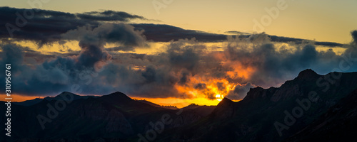 MARCH 7, 2019, MALIBU, LA, CA, USA - Mountainous landscape of Malibu with greenfields and sunset clouds