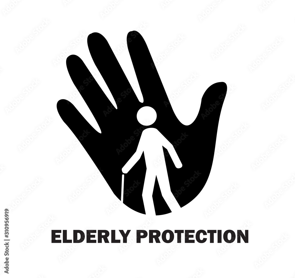 Fototapeta premium elderly protection logo design concept