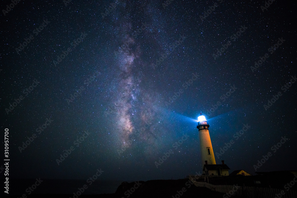 Milky way over the Pigeon point lighthouse, California