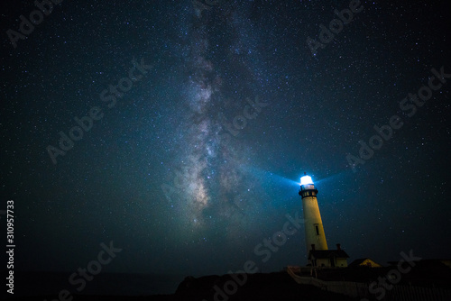 Milky way over the Pigeon point lighthouse, California