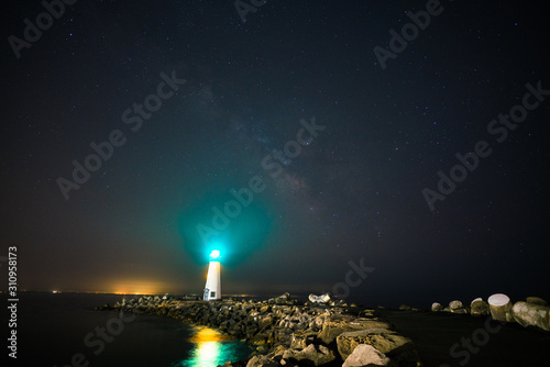 Milky way over Santa Cruz Walton lighthouse, California