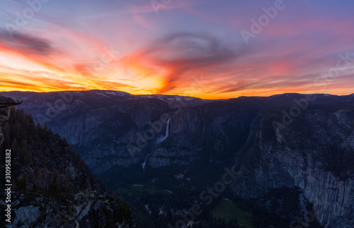Sunset over Yosemite national park  CA