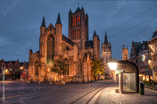 A view towards Saint Nicholas' church in Ghent city