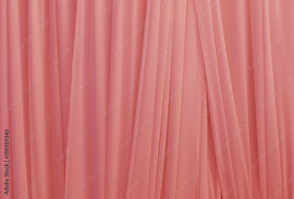 beautiful rose pink smooth cloth background vertical line, sweet fabric layer background, nice volume texture of textile, background of modern pattern, cloth wall with space use for element